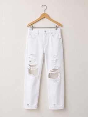 Pistola Presley High Rise Relaxed Roller in Eternal Destructed White Jeans 29
